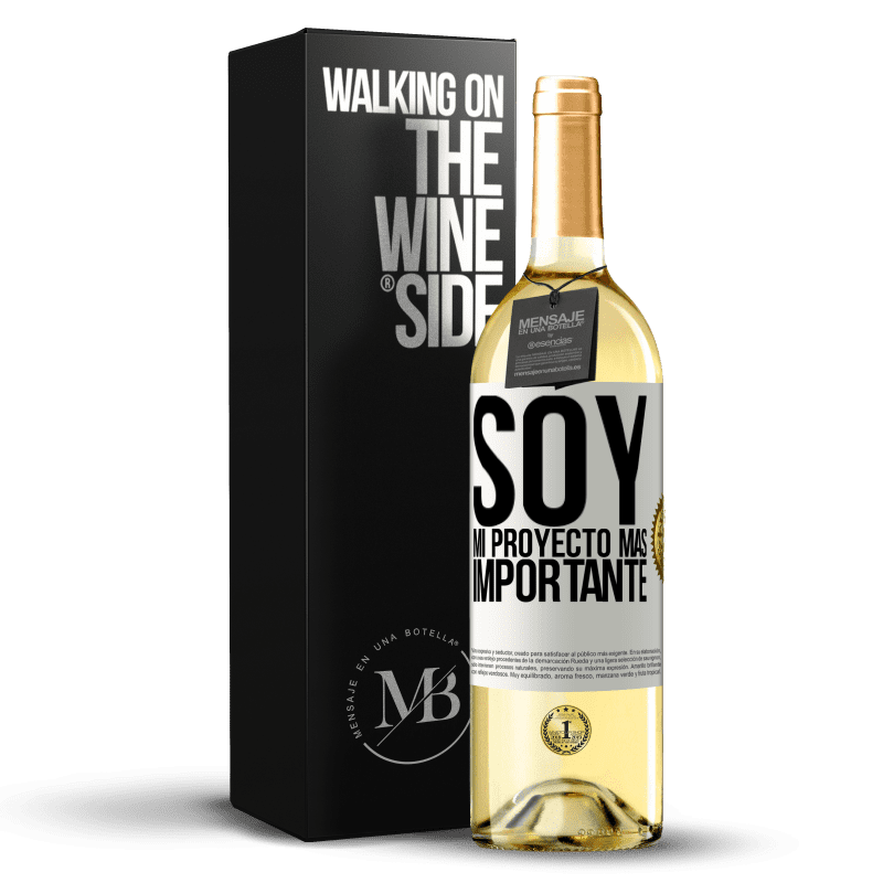 29,95 € Envío gratis | Vino Blanco Edición WHITE Soy mi proyecto más importante Etiqueta Blanca. Etiqueta personalizable Vino joven Cosecha 2024 Verdejo