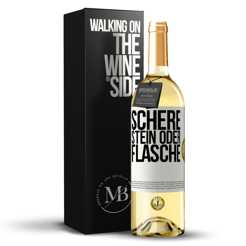29,95 € Kostenloser Versand | Weißwein WHITE Ausgabe Schere, Stein oder Flasche Weißes Etikett. Anpassbares Etikett Junger Wein Ernte 2023 Verdejo