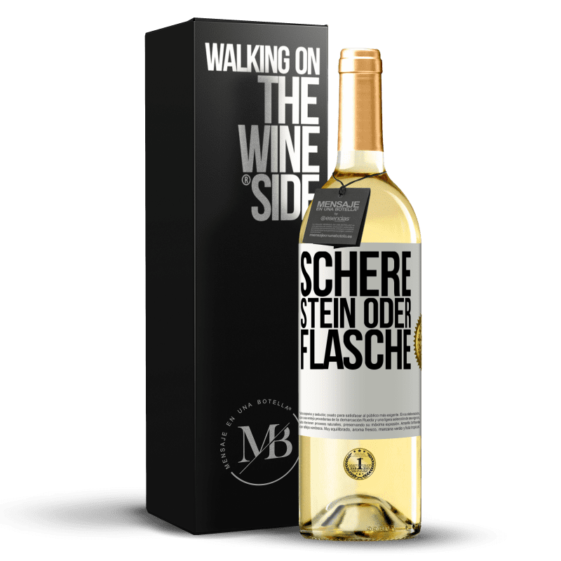 29,95 € Kostenloser Versand | Weißwein WHITE Ausgabe Schere, Stein oder Flasche Weißes Etikett. Anpassbares Etikett Junger Wein Ernte 2024 Verdejo