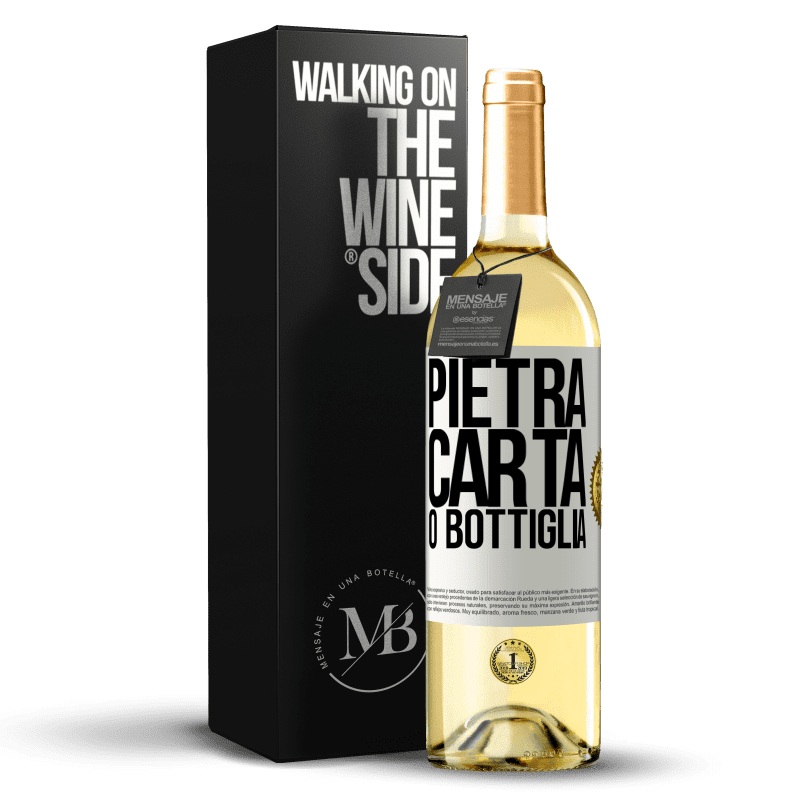 29,95 € Spedizione Gratuita | Vino bianco Edizione WHITE Pietra, carta o bottiglia Etichetta Bianca. Etichetta personalizzabile Vino giovane Raccogliere 2024 Verdejo