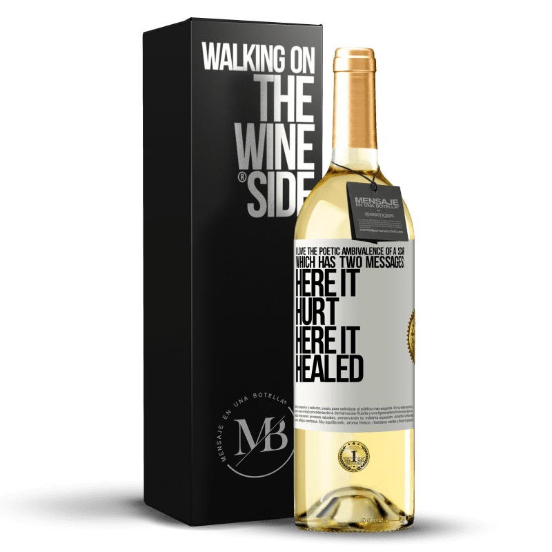 29,95 € Free Shipping | White Wine WHITE Edition I love the poetic ambivalence of a scar, which has two messages: here it hurt, here it healed White Label. Customizable label Young wine Harvest 2023 Verdejo