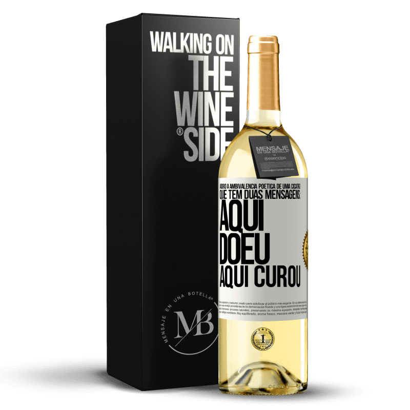 29,95 € Envio grátis | Vinho branco Edição WHITE Adoro a ambivalência poética de uma cicatriz, que tem duas mensagens: aqui doeu, aqui curou Etiqueta Branca. Etiqueta personalizável Vinho jovem Colheita 2024 Verdejo