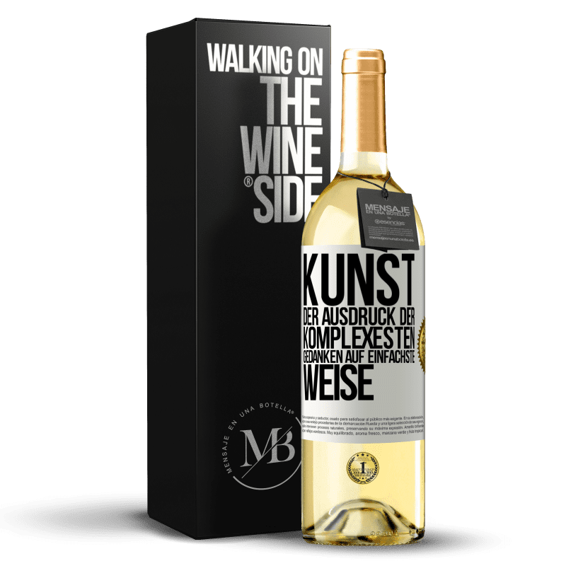 29,95 € Kostenloser Versand | Weißwein WHITE Ausgabe KUNST. Der Ausdruck der komplexesten Gedanken auf einfachste Weise Weißes Etikett. Anpassbares Etikett Junger Wein Ernte 2023 Verdejo