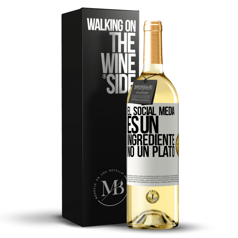 29,95 € Envío gratis | Vino Blanco Edición WHITE El social media es un ingrediente, no un plato Etiqueta Blanca. Etiqueta personalizable Vino joven Cosecha 2024 Verdejo