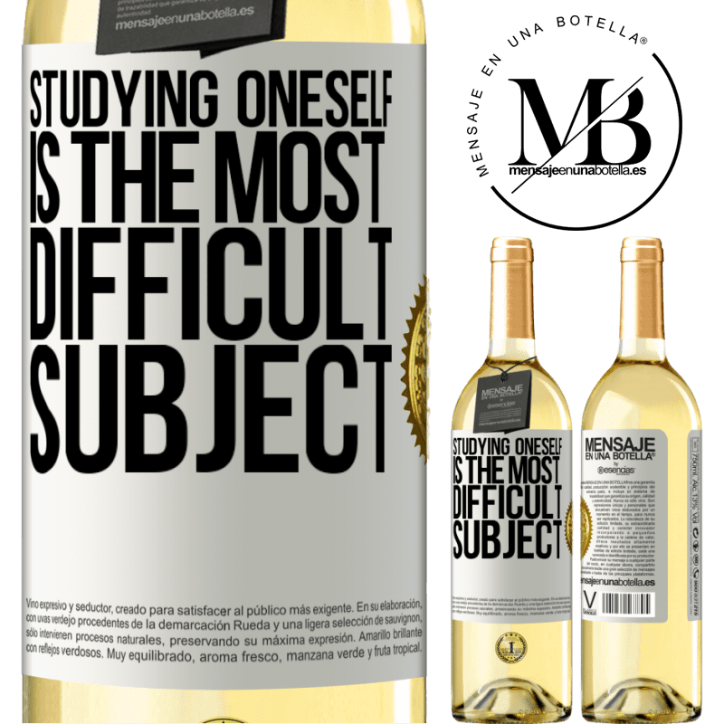 29,95 € Free Shipping | White Wine WHITE Edition Studying oneself is the most difficult subject White Label. Customizable label Young wine Harvest 2022 Verdejo