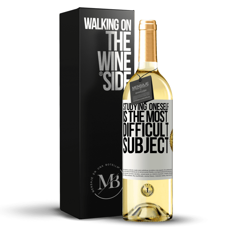 29,95 € Бесплатная доставка | Белое вино Издание WHITE Изучение себя - самый сложный предмет Белая этикетка. Настраиваемая этикетка Молодое вино Урожай 2023 Verdejo