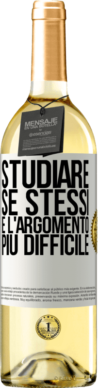 29,95 € Spedizione Gratuita | Vino bianco Edizione WHITE Studiare se stessi è l'argomento più difficile Etichetta Bianca. Etichetta personalizzabile Vino giovane Raccogliere 2024 Verdejo