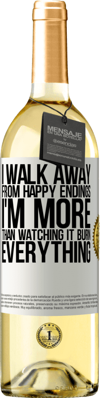 29,95 € | Белое вино Издание WHITE Я ухожу от счастливого конца, я больше, чем смотрю, как он сжигает все Белая этикетка. Настраиваемая этикетка Молодое вино Урожай 2023 Verdejo