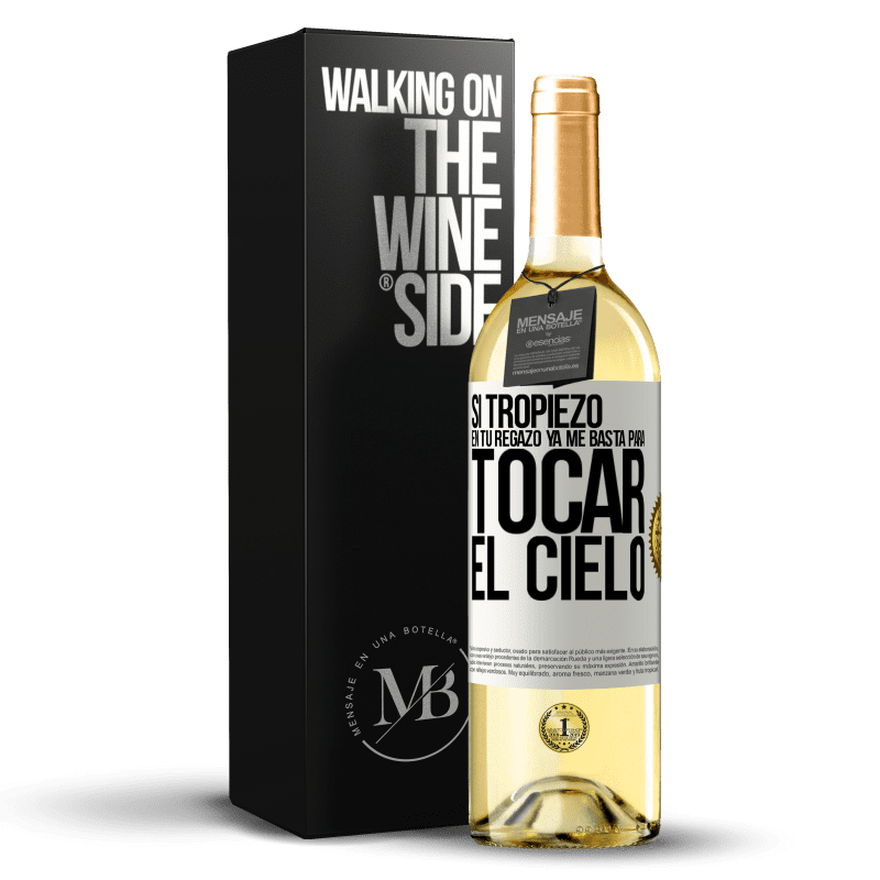 29,95 € Envío gratis | Vino Blanco Edición WHITE Si tropiezo en tu regazo ya me basta, para tocar el cielo Etiqueta Blanca. Etiqueta personalizable Vino joven Cosecha 2024 Verdejo