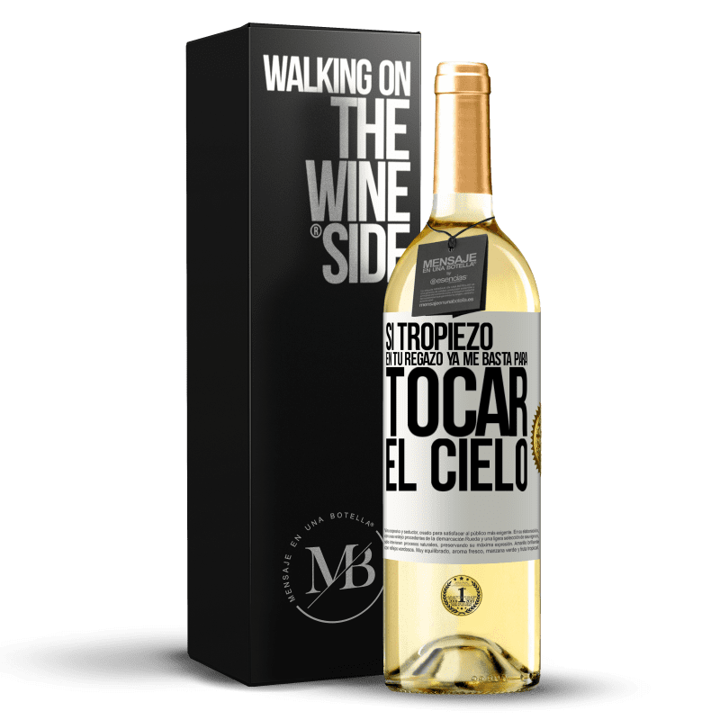 29,95 € Envío gratis | Vino Blanco Edición WHITE Si tropiezo en tu regazo ya me basta, para tocar el cielo Etiqueta Blanca. Etiqueta personalizable Vino joven Cosecha 2025 Verdejo