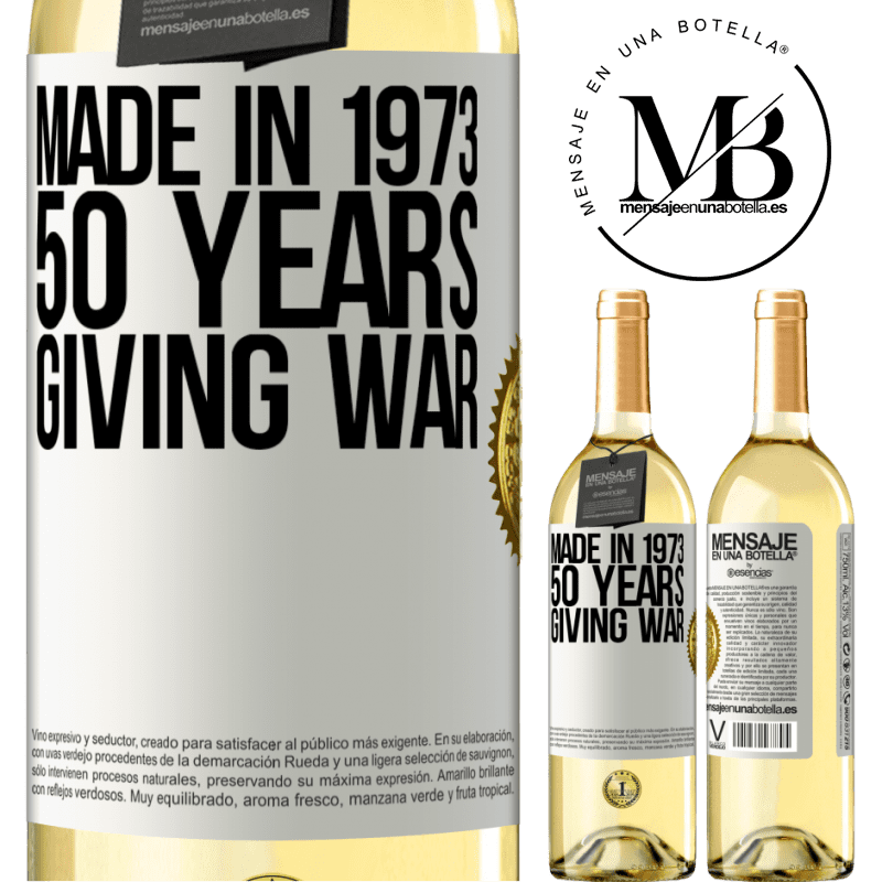 29,95 € Free Shipping | White Wine WHITE Edition Made in 1970. 50 years giving war White Label. Customizable label Young wine Harvest 2022 Verdejo