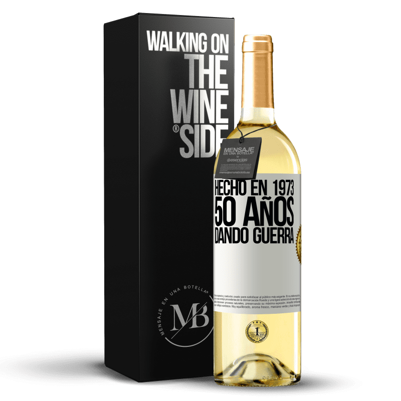 29,95 € Envío gratis | Vino Blanco Edición WHITE Hecho en 1973. 50 años dando guerra Etiqueta Blanca. Etiqueta personalizable Vino joven Cosecha 2025 Verdejo