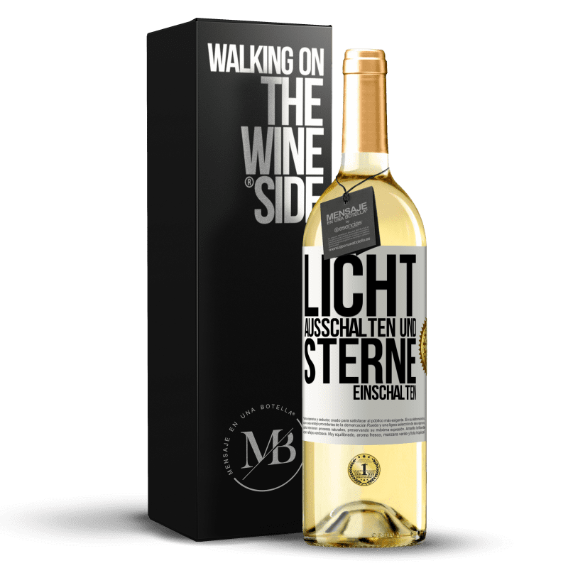 29,95 € Kostenloser Versand | Weißwein WHITE Ausgabe Licht ausschalten und Sterne einschalten Weißes Etikett. Anpassbares Etikett Junger Wein Ernte 2023 Verdejo