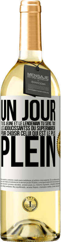 29,95 € | Vin blanc Édition WHITE Un jour tu es jeune et le lendemain tu sens tous les adoucissantss du supermarché pour choisir celui qui est le plus plein Étiquette Blanche. Étiquette personnalisable Vin jeune Récolte 2025 Verdejo