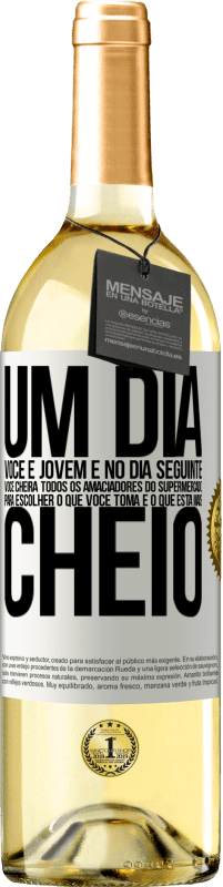 29,95 € | Vinho branco Edição WHITE Um dia você é jovem e no dia seguinte você cheira todos os amaciadores do supermercado para escolher o que você toma e o que Etiqueta Branca. Etiqueta personalizável Vinho jovem Colheita 2024 Verdejo