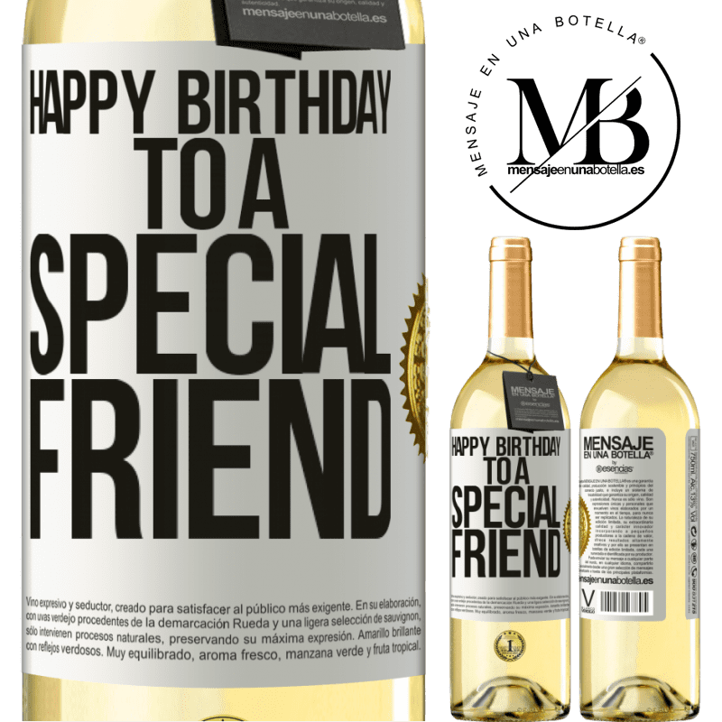 29,95 € Envoi gratuit | Vin blanc Édition WHITE Joyeux anniversaire à un ami spécial Étiquette Blanche. Étiquette personnalisable Vin jeune Récolte 2022 Verdejo
