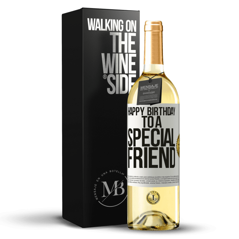 29,95 € Kostenloser Versand | Weißwein WHITE Ausgabe Herzlichen Glückwunsch an einen besonderen Freund Weißes Etikett. Anpassbares Etikett Junger Wein Ernte 2023 Verdejo