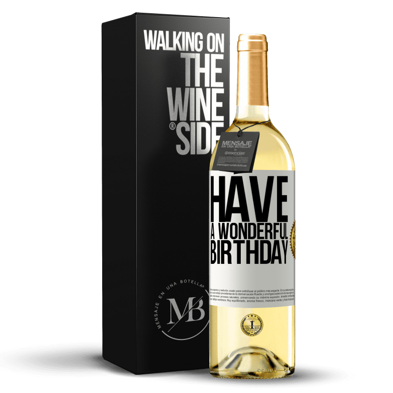 29,95 € Бесплатная доставка | Белое вино Издание WHITE Чудесного дня рождения Белая этикетка. Настраиваемая этикетка Молодое вино Урожай 2023 Verdejo