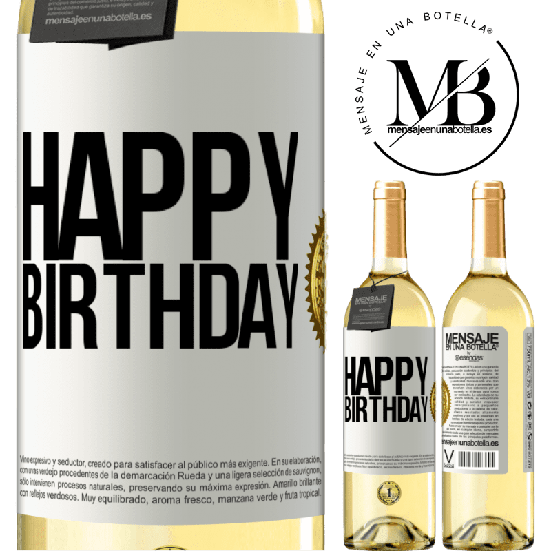29,95 € Free Shipping | White Wine WHITE Edition Happy birthday White Label. Customizable label Young wine Harvest 2022 Verdejo