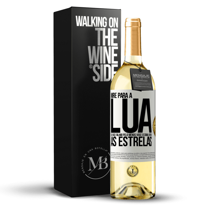 29,95 € Envio grátis | Vinho branco Edição WHITE Mire para a lua, se você falhar pelo menos você estará entre as estrelas Etiqueta Branca. Etiqueta personalizável Vinho jovem Colheita 2023 Verdejo