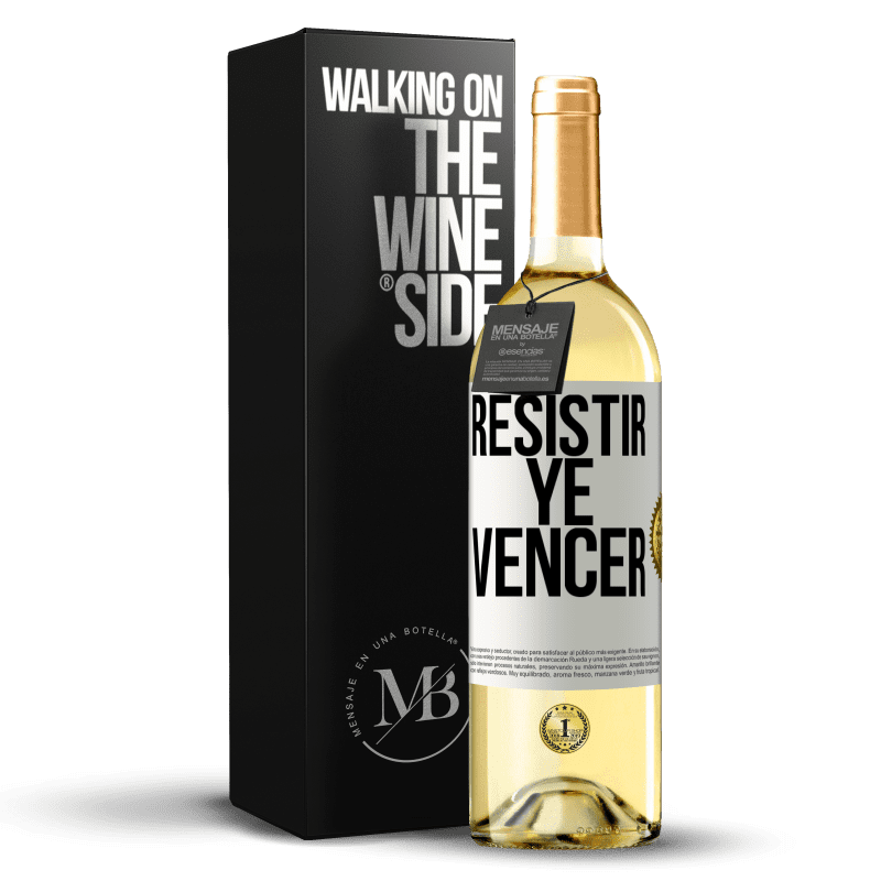 29,95 € Envío gratis | Vino Blanco Edición WHITE Resistir ye vencer Etiqueta Blanca. Etiqueta personalizable Vino joven Cosecha 2024 Verdejo