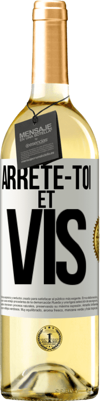 29,95 € Envoi gratuit | Vin blanc Édition WHITE Arrête-toi et vis Étiquette Blanche. Étiquette personnalisable Vin jeune Récolte 2023 Verdejo