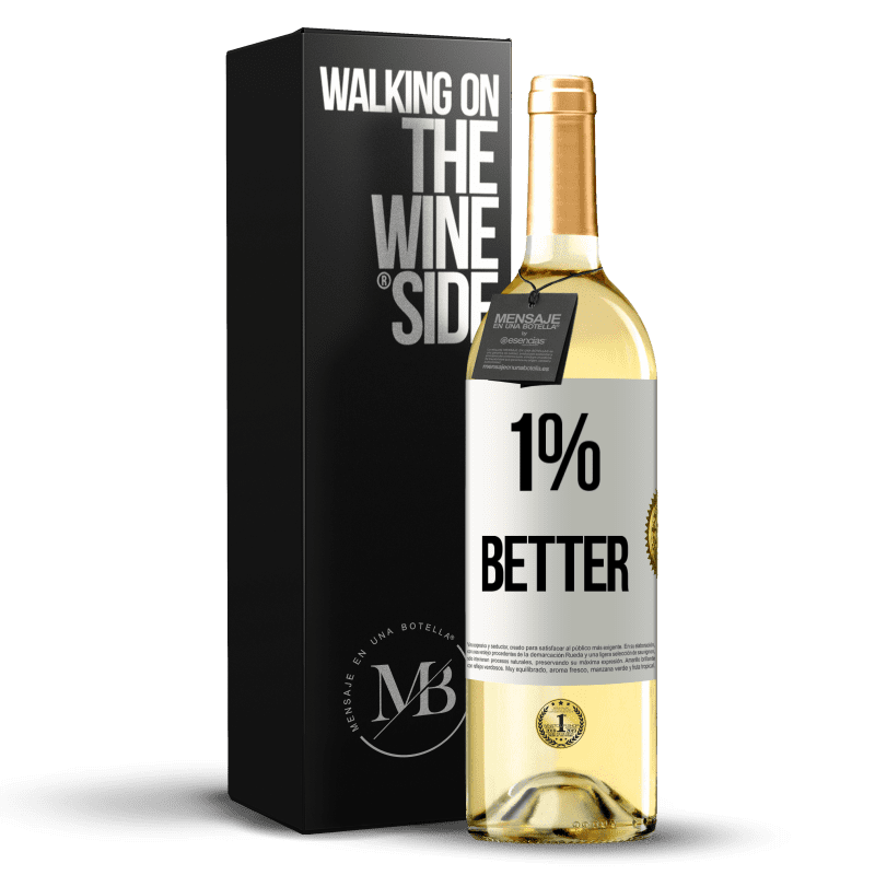 29,95 € Envoi gratuit | Vin blanc Édition WHITE 1% Better Étiquette Blanche. Étiquette personnalisable Vin jeune Récolte 2023 Verdejo