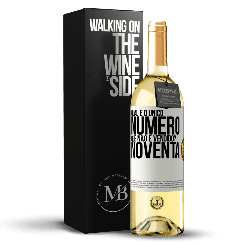 29,95 € Envio grátis | Vinho branco Edição WHITE Qual é o único número que não é vendido? Noventa Etiqueta Branca. Etiqueta personalizável Vinho jovem Colheita 2023 Verdejo