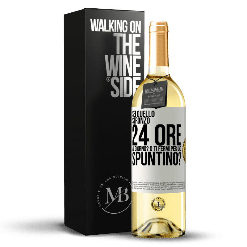 29,95 € Spedizione Gratuita | Vino bianco Edizione WHITE Sei quello stronzo 24 ore al giorno? O ti fermi per uno spuntino? Etichetta Bianca. Etichetta personalizzabile Vino giovane Raccogliere 2023 Verdejo