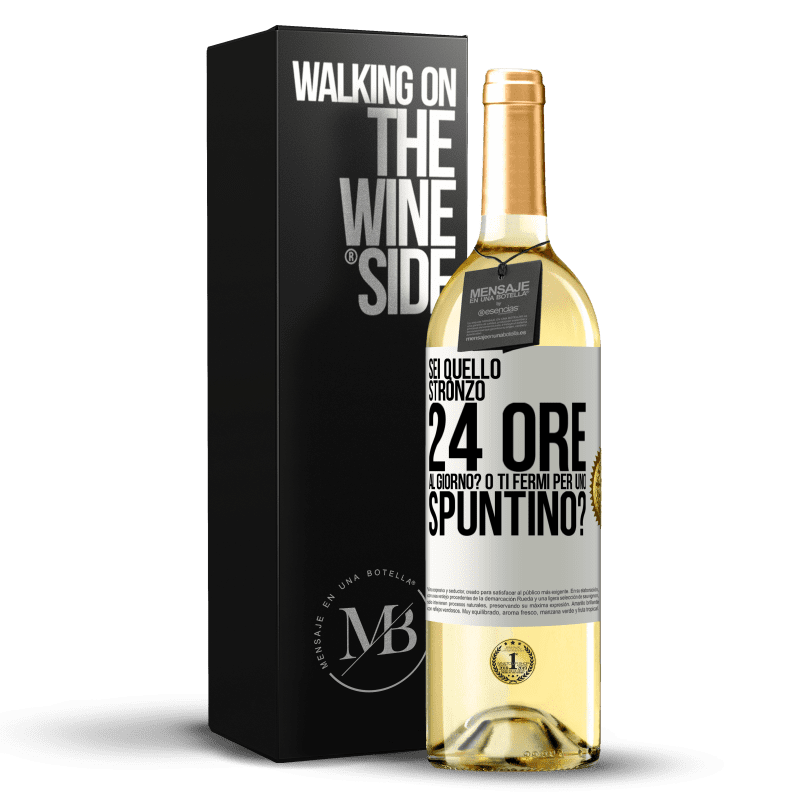29,95 € Spedizione Gratuita | Vino bianco Edizione WHITE Sei quello stronzo 24 ore al giorno? O ti fermi per uno spuntino? Etichetta Bianca. Etichetta personalizzabile Vino giovane Raccogliere 2025 Verdejo