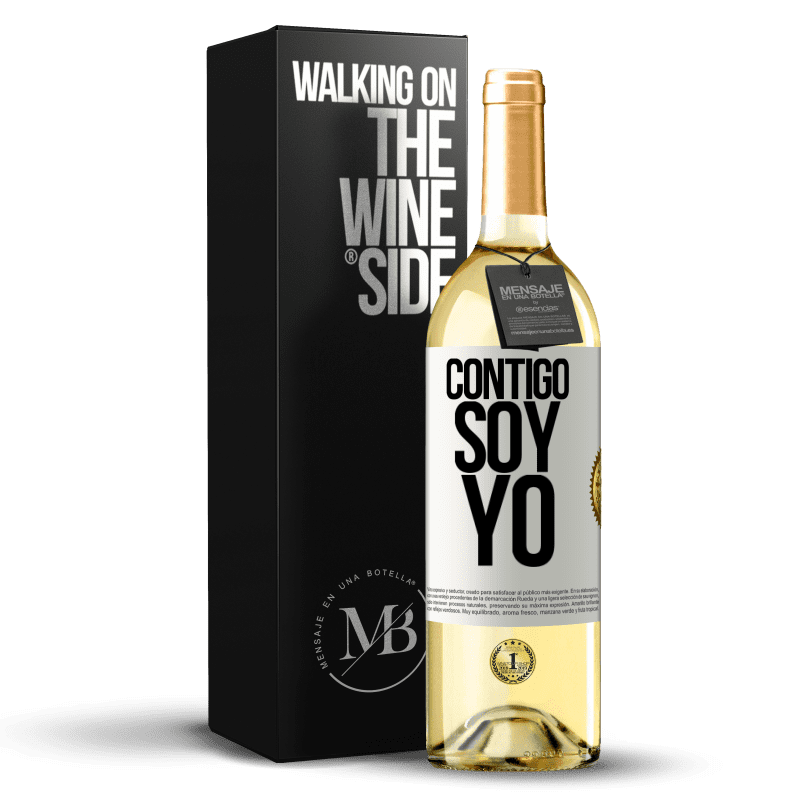 29,95 € Envío gratis | Vino Blanco Edición WHITE Contigo soy yo Etiqueta Blanca. Etiqueta personalizable Vino joven Cosecha 2023 Verdejo