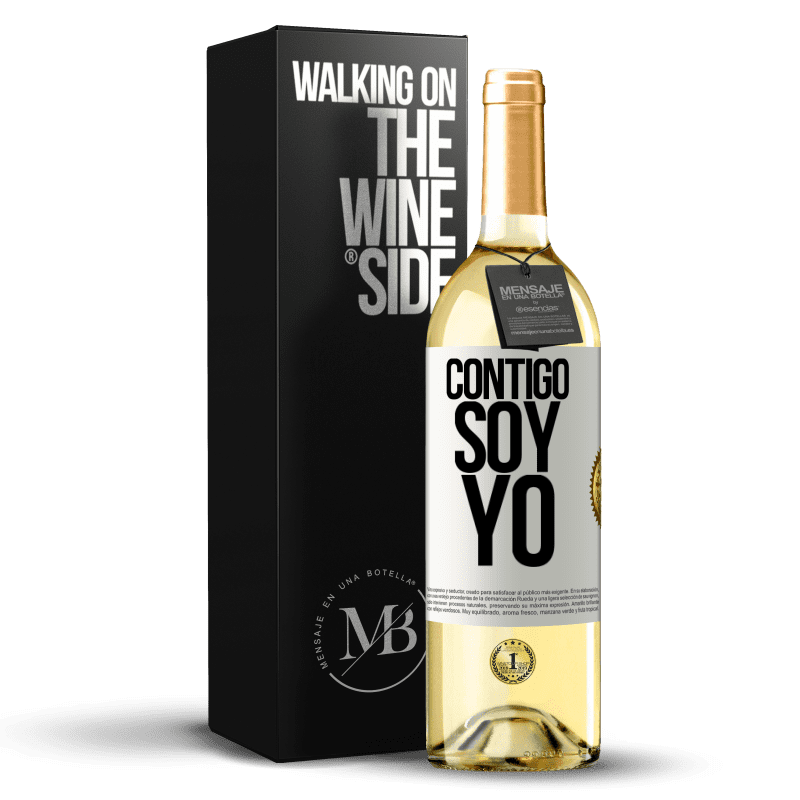 29,95 € Envío gratis | Vino Blanco Edición WHITE Contigo soy yo Etiqueta Blanca. Etiqueta personalizable Vino joven Cosecha 2025 Verdejo