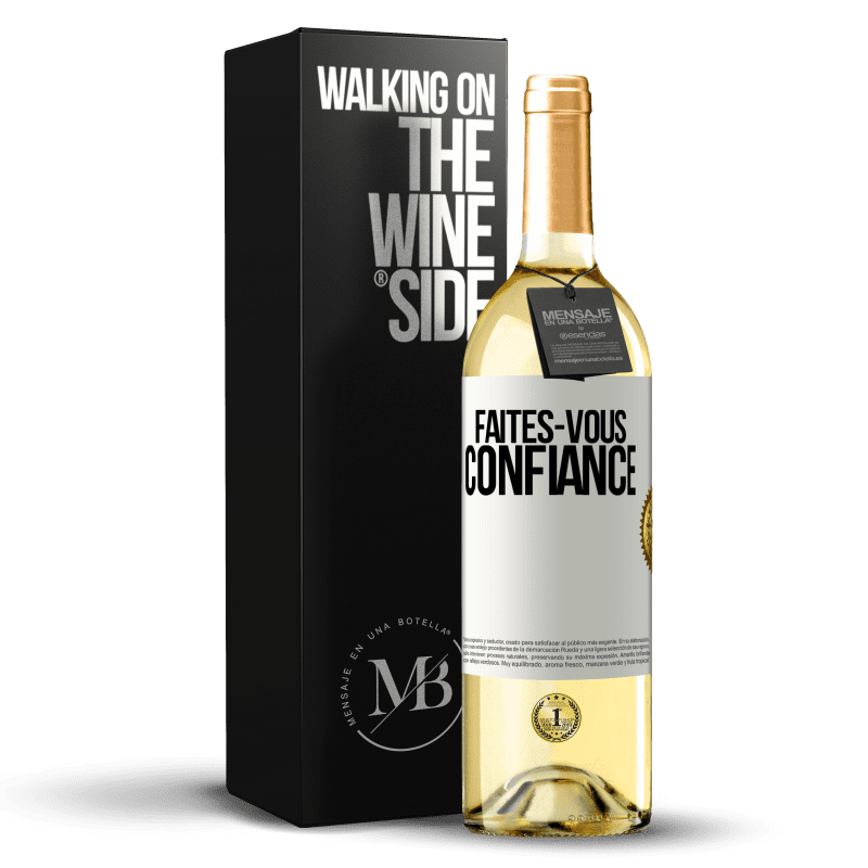 29,95 € Envoi gratuit | Vin blanc Édition WHITE Faites-vous confiance Étiquette Blanche. Étiquette personnalisable Vin jeune Récolte 2023 Verdejo