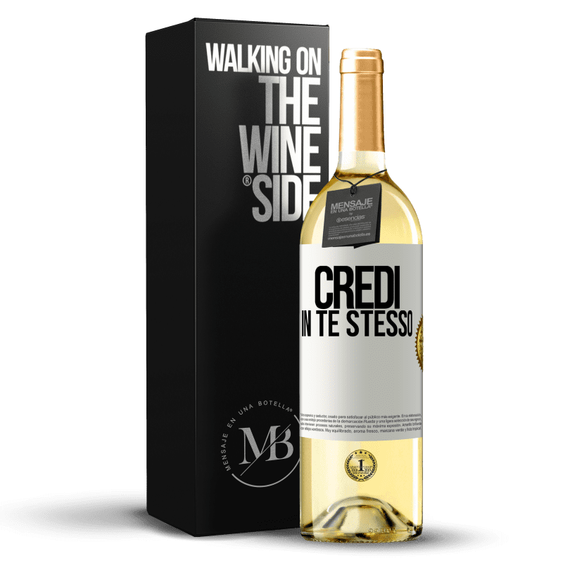 29,95 € Spedizione Gratuita | Vino bianco Edizione WHITE Credi in te stesso Etichetta Bianca. Etichetta personalizzabile Vino giovane Raccogliere 2023 Verdejo