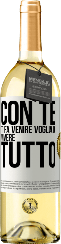 29,95 € Spedizione Gratuita | Vino bianco Edizione WHITE Con te ti fa venire voglia di vivere tutto Etichetta Bianca. Etichetta personalizzabile Vino giovane Raccogliere 2024 Verdejo