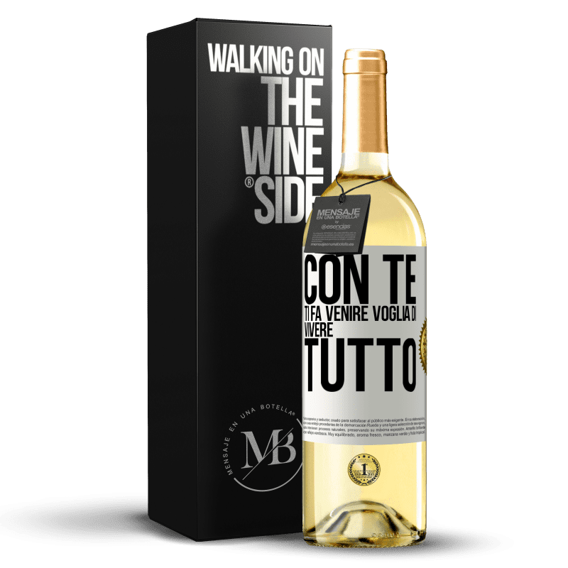 29,95 € Spedizione Gratuita | Vino bianco Edizione WHITE Con te ti fa venire voglia di vivere tutto Etichetta Bianca. Etichetta personalizzabile Vino giovane Raccogliere 2024 Verdejo