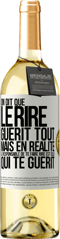 29,95 € | Vin blanc Édition WHITE On dit que le rire guérit tout, mais en réalité, le responsable de te faire rire est celui qui te guérit Étiquette Blanche. Étiquette personnalisable Vin jeune Récolte 2024 Verdejo