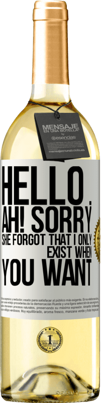 29,95 € Free Shipping | White Wine WHITE Edition Hello ... Ah! Sorry. She forgot that I only exist when you want White Label. Customizable label Young wine Harvest 2023 Verdejo