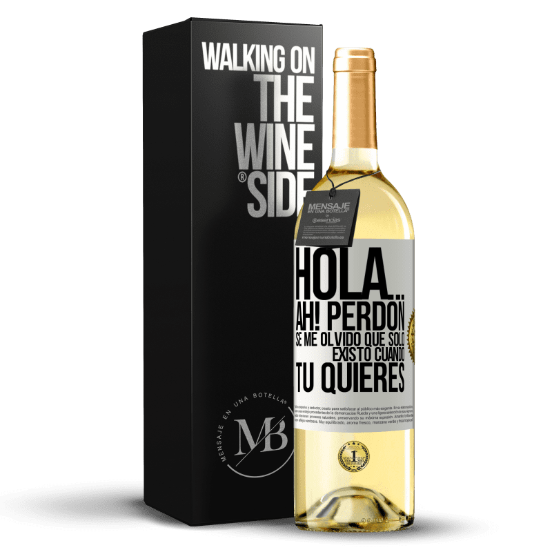 29,95 € Envío gratis | Vino Blanco Edición WHITE Hola... Ah! Perdón. Se me olvidó que solo existo cuando tú quieres Etiqueta Blanca. Etiqueta personalizable Vino joven Cosecha 2023 Verdejo