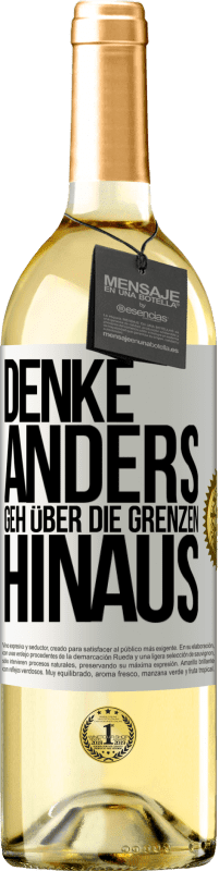 Kostenloser Versand | Weißwein WHITE Ausgabe Denke anders. Geh über die Grenzen hinaus Weißes Etikett. Anpassbares Etikett Junger Wein Ernte 2023 Verdejo