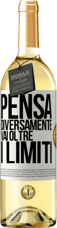 Spedizione Gratuita | Vino bianco Edizione WHITE Pensa diversamente. Vai oltre i limiti Etichetta Bianca. Etichetta personalizzabile Vino giovane Raccogliere 2023 Verdejo