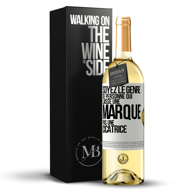 29,95 € Envoi gratuit | Vin blanc Édition WHITE Soyez le genre de personne qui laisse une marque, pas une cicatrice Étiquette Blanche. Étiquette personnalisable Vin jeune Récolte 2023 Verdejo