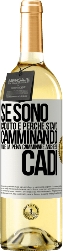 29,95 € Spedizione Gratuita | Vino bianco Edizione WHITE Se sono caduto è perché stavo camminando. Vale la pena camminare anche se cadi Etichetta Bianca. Etichetta personalizzabile Vino giovane Raccogliere 2025 Verdejo