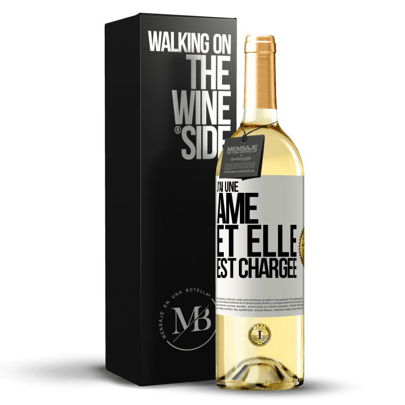 29,95 € Envoi gratuit | Vin blanc Édition WHITE J'ai une âme et elle est chargée Étiquette Blanche. Étiquette personnalisable Vin jeune Récolte 2023 Verdejo