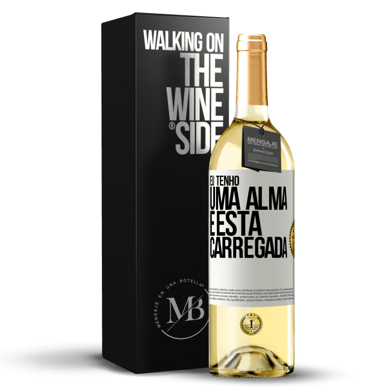 29,95 € Envio grátis | Vinho branco Edição WHITE Eu tenho uma alma e esta carregada Etiqueta Branca. Etiqueta personalizável Vinho jovem Colheita 2023 Verdejo