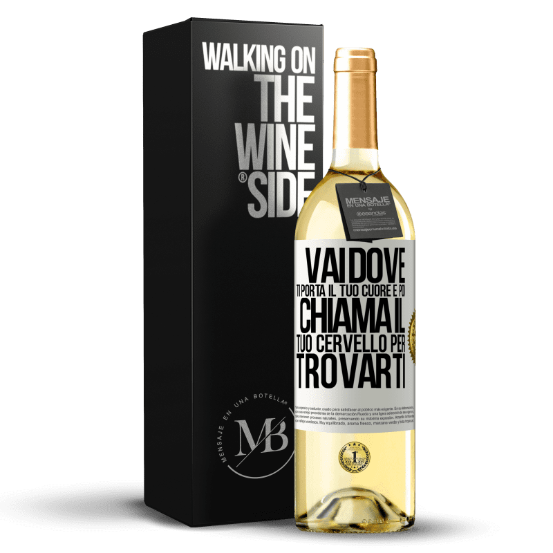 29,95 € Spedizione Gratuita | Vino bianco Edizione WHITE Vai dove ti porta il tuo cuore e poi chiama il tuo cervello per trovarti Etichetta Bianca. Etichetta personalizzabile Vino giovane Raccogliere 2023 Verdejo