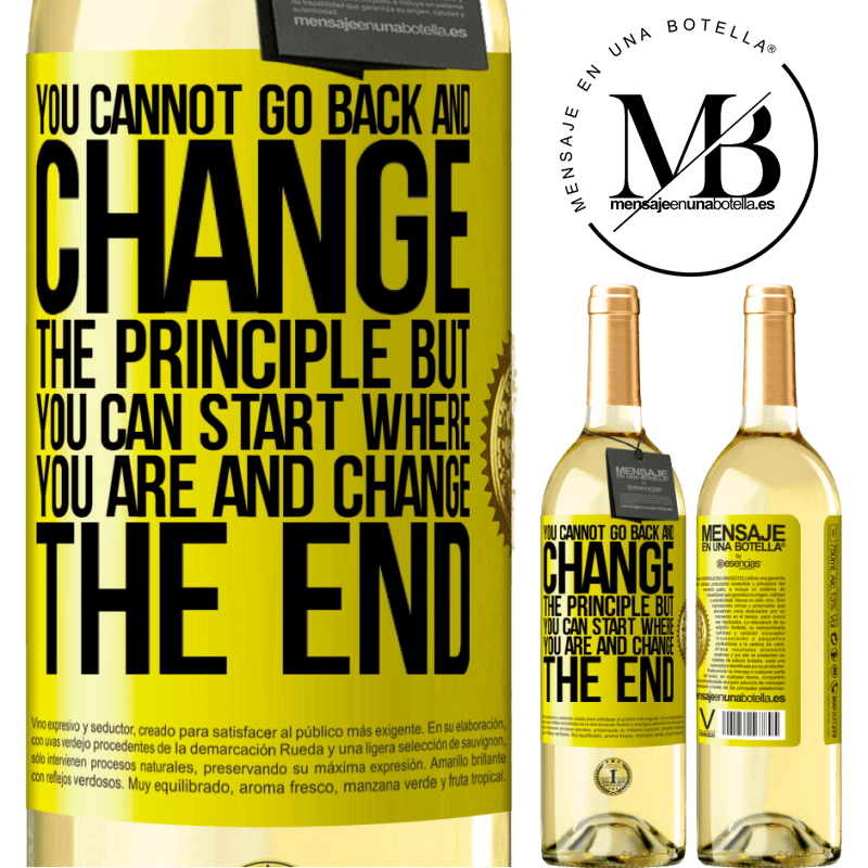 29,95 € Free Shipping | White Wine WHITE Edition You cannot go back and change the principle. But you can start where you are and change the end Yellow Label. Customizable label Young wine Harvest 2022 Verdejo