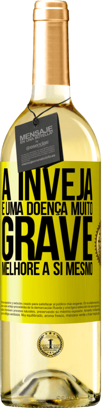 29,95 € | Vinho branco Edição WHITE A inveja é uma doença muito grave, melhore a si mesmo Etiqueta Amarela. Etiqueta personalizável Vinho jovem Colheita 2025 Verdejo