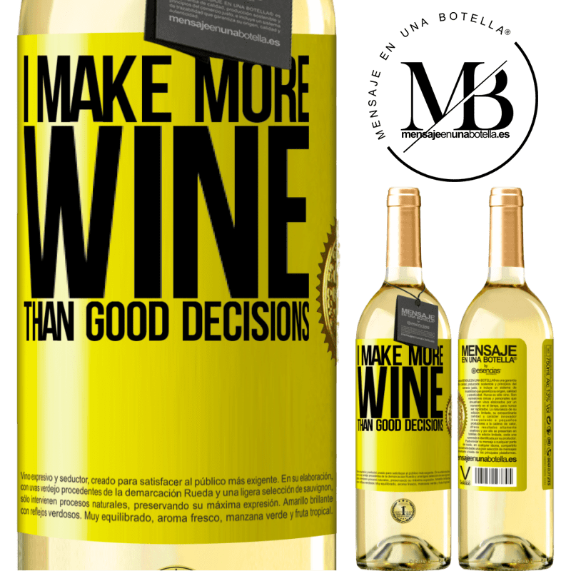 29,95 € Free Shipping | White Wine WHITE Edition I make more wine than good decisions Yellow Label. Customizable label Young wine Harvest 2023 Verdejo