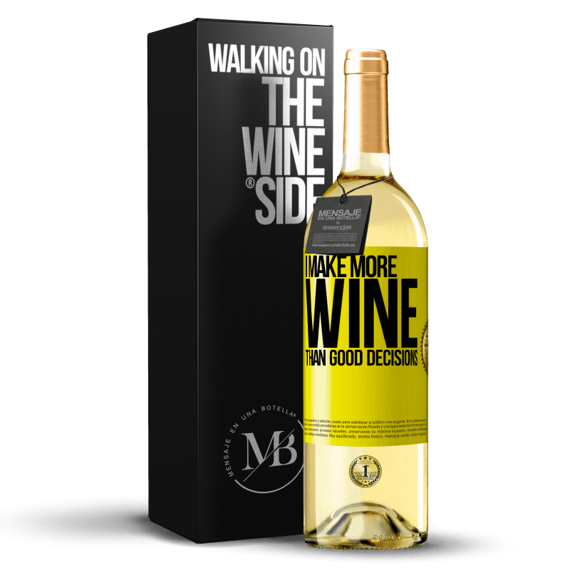 29,95 € Бесплатная доставка | Белое вино Издание WHITE Я делаю больше вина, чем хорошие решения Желтая этикетка. Настраиваемая этикетка Молодое вино Урожай 2023 Verdejo